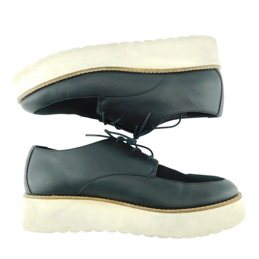 VINCE Black Leather Lace Up Platform Oxfords Shoes 40EU / 10US